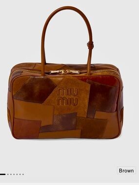 Miu Miu Cognac Two-Tone Leather & Suede Tote